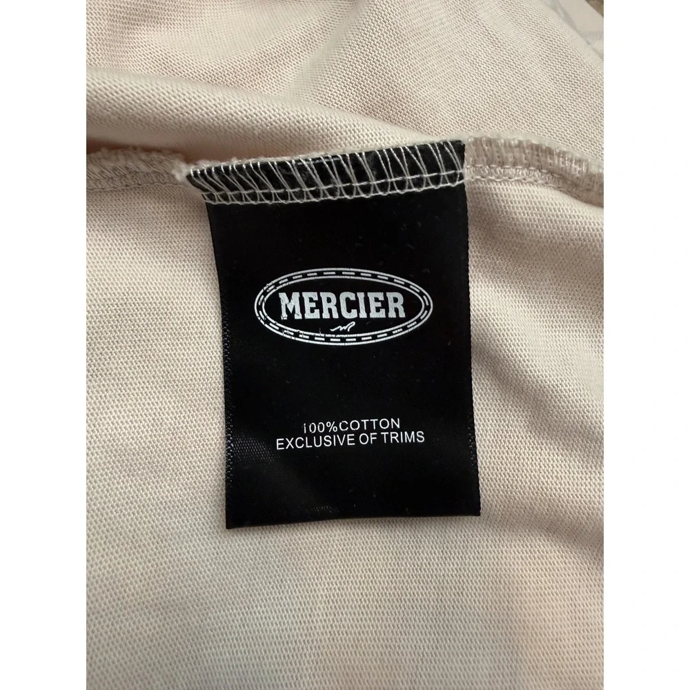 MERCIER Mens Beige Graphic Print Crewneck T Shirt Casual Streetwear Size M‎ - Picture 5 of 5